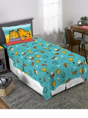Garfield Kids 3 Piece Teal Blue Sheet Set, Twin multicolor